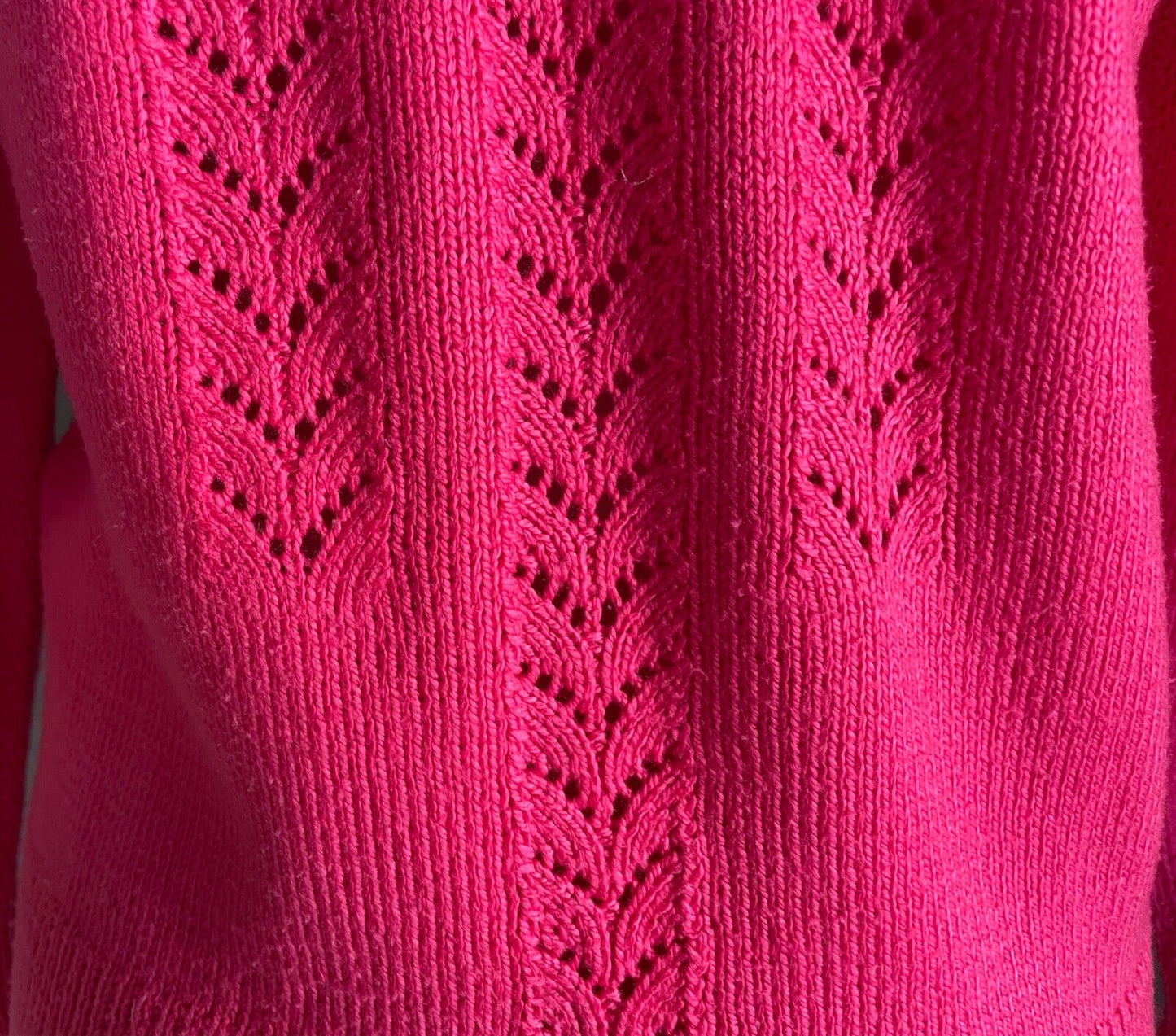 Pink Decorative Knit Stitch Jumper Long Sleeves Size 10 Roll Neck