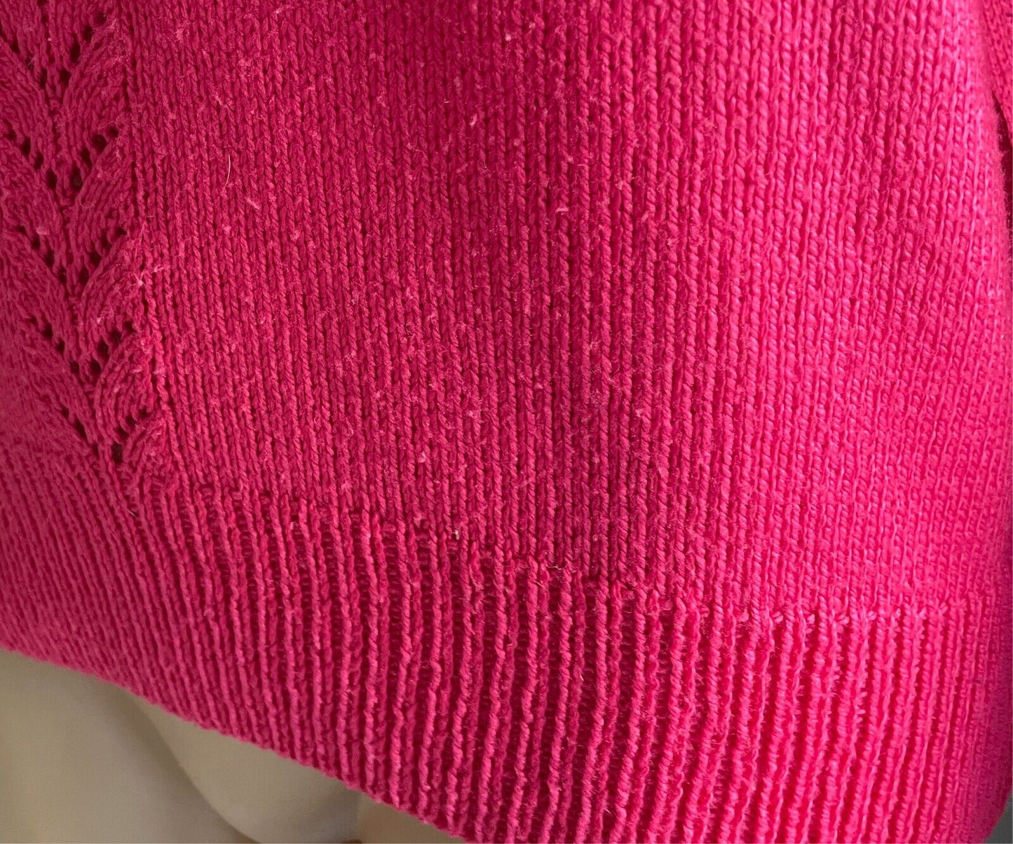 Pink Decorative Knit Stitch Jumper Long Sleeves Size 10 Roll Neck