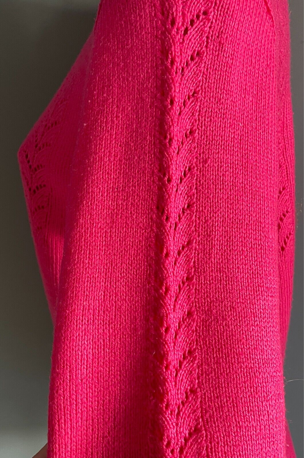 Pink Decorative Knit Stitch Jumper Long Sleeves Size 10 Roll Neck