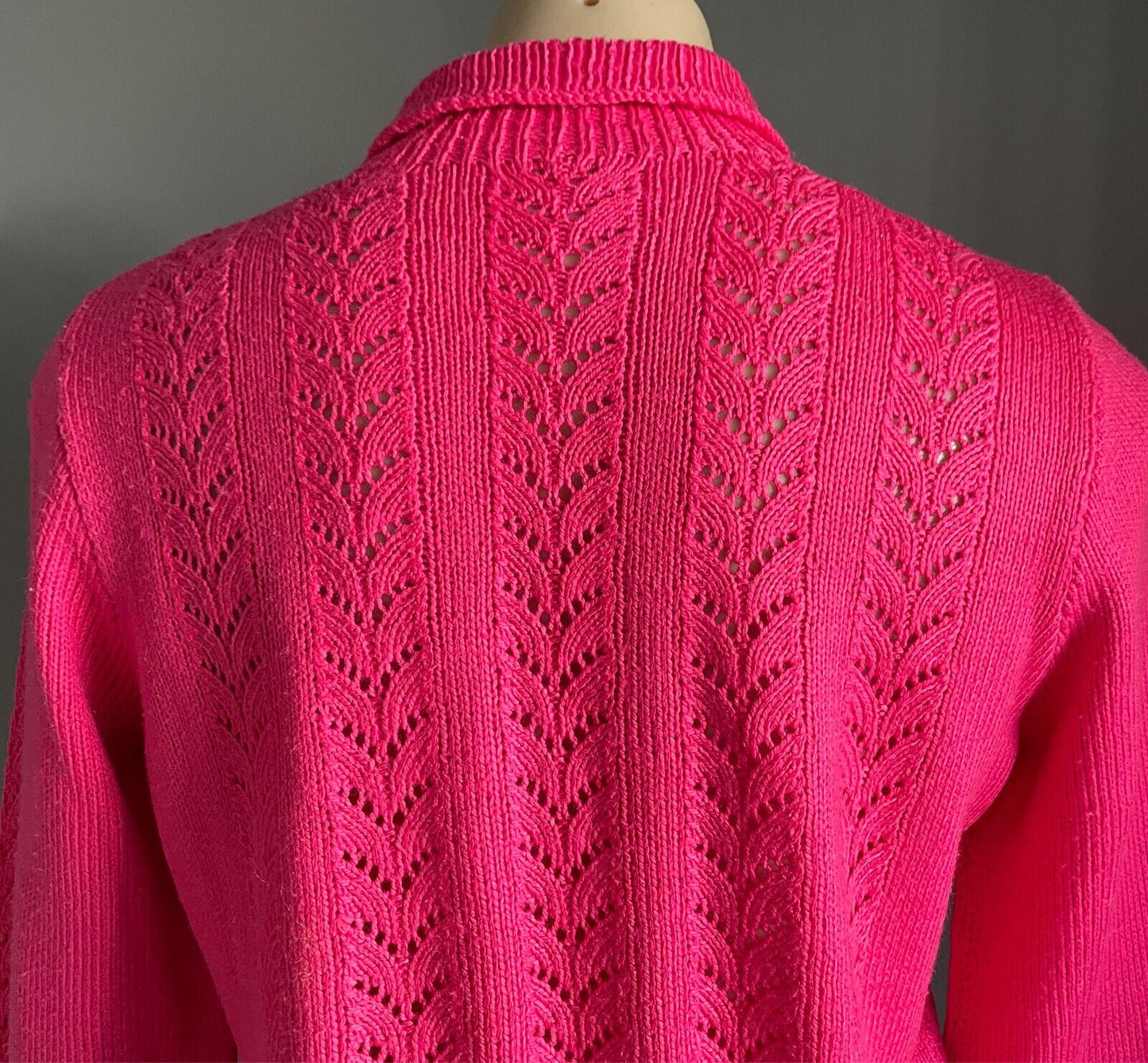 Pink Decorative Knit Stitch Jumper Long Sleeves Size 10 Roll Neck