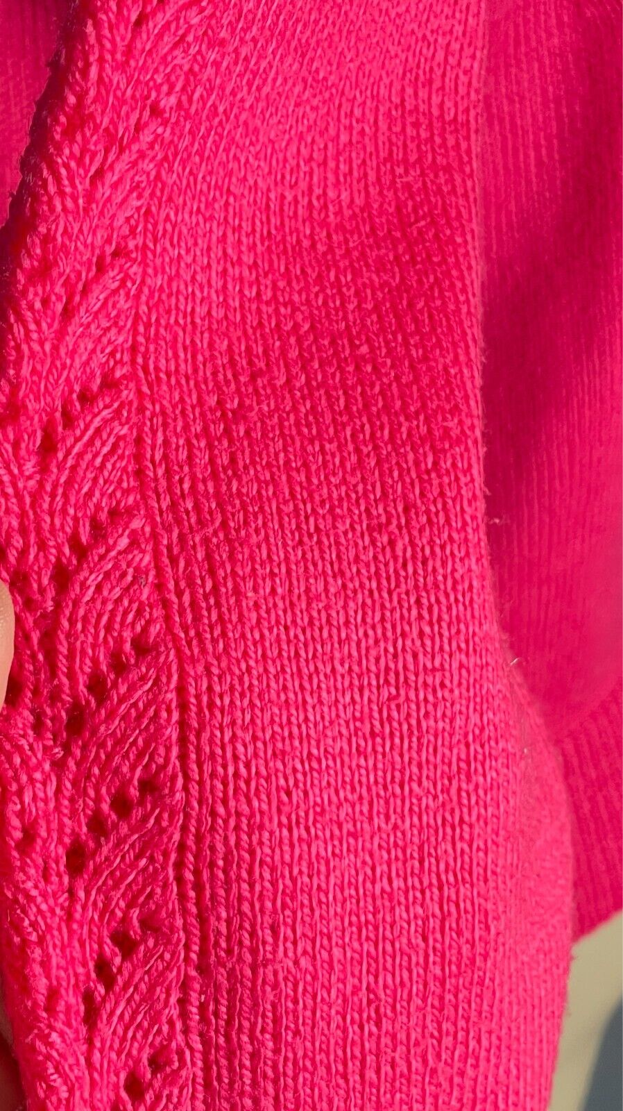 Pink Decorative Knit Stitch Jumper Long Sleeves Size 10 Roll Neck