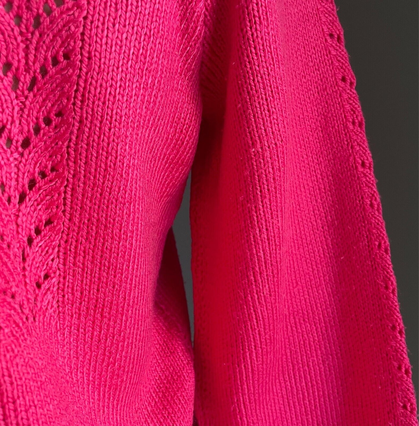 Pink Decorative Knit Stitch Jumper Long Sleeves Size 10 Roll Neck