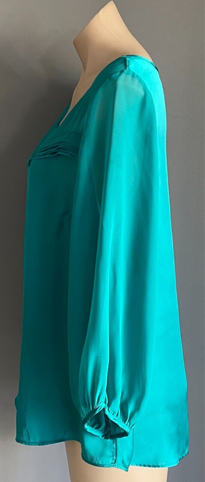 TARGET Blouse Jade Green 3/4 Semi Sheer Sleeves Size 14 Satin Look Top NEW
