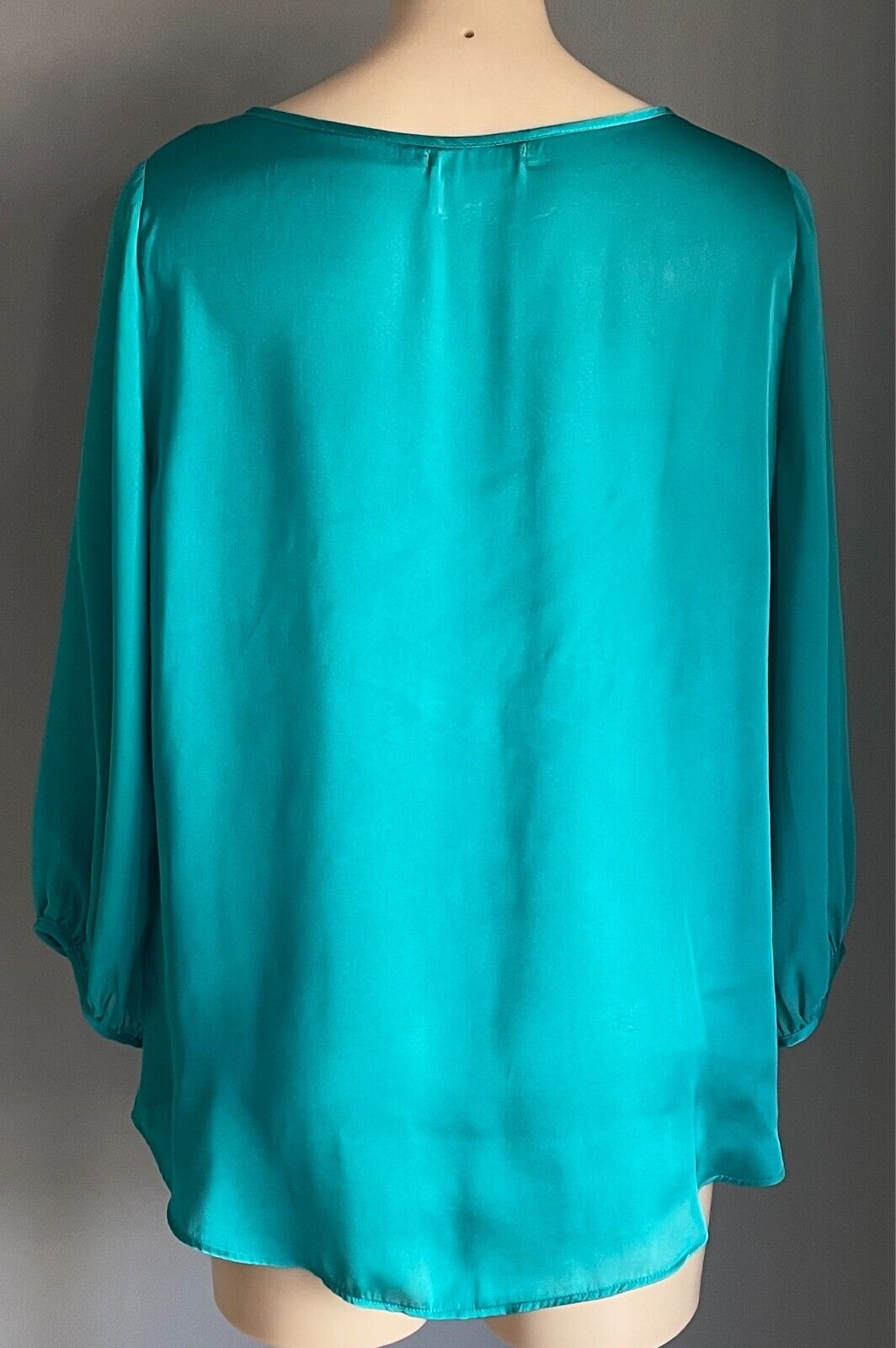 TARGET Blouse Jade Green 3/4 Semi Sheer Sleeves Size 14 Satin Look Top NEW