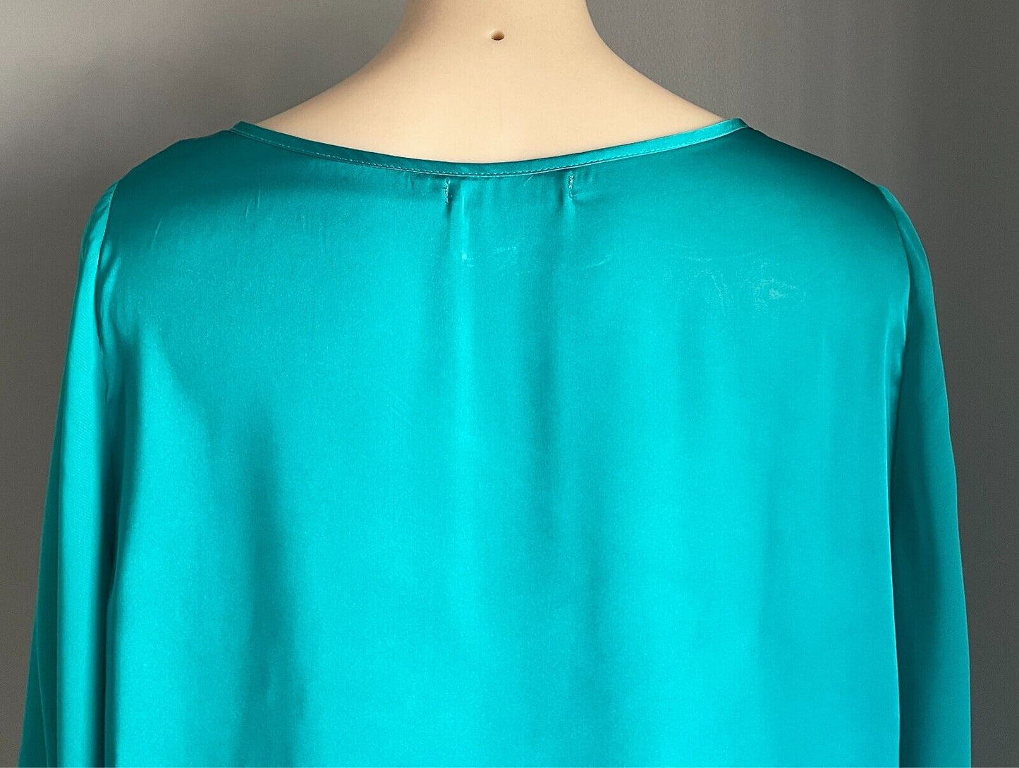 TARGET Blouse Jade Green 3/4 Semi Sheer Sleeves Size 14 Satin Look Top NEW