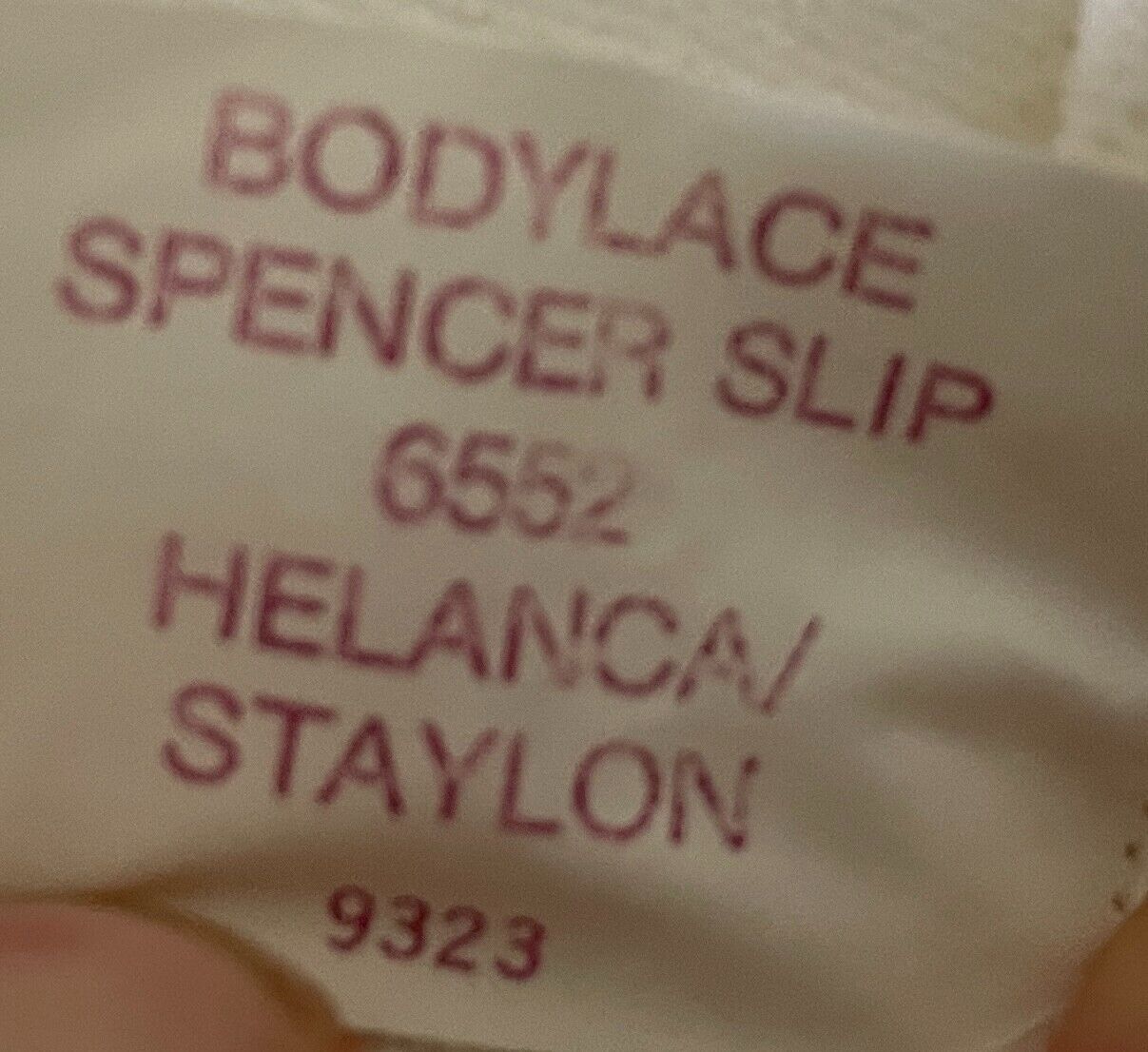 IT'S A PLEASURE White Long Sleeve Body Lace Spencer Slip Size L Vintage