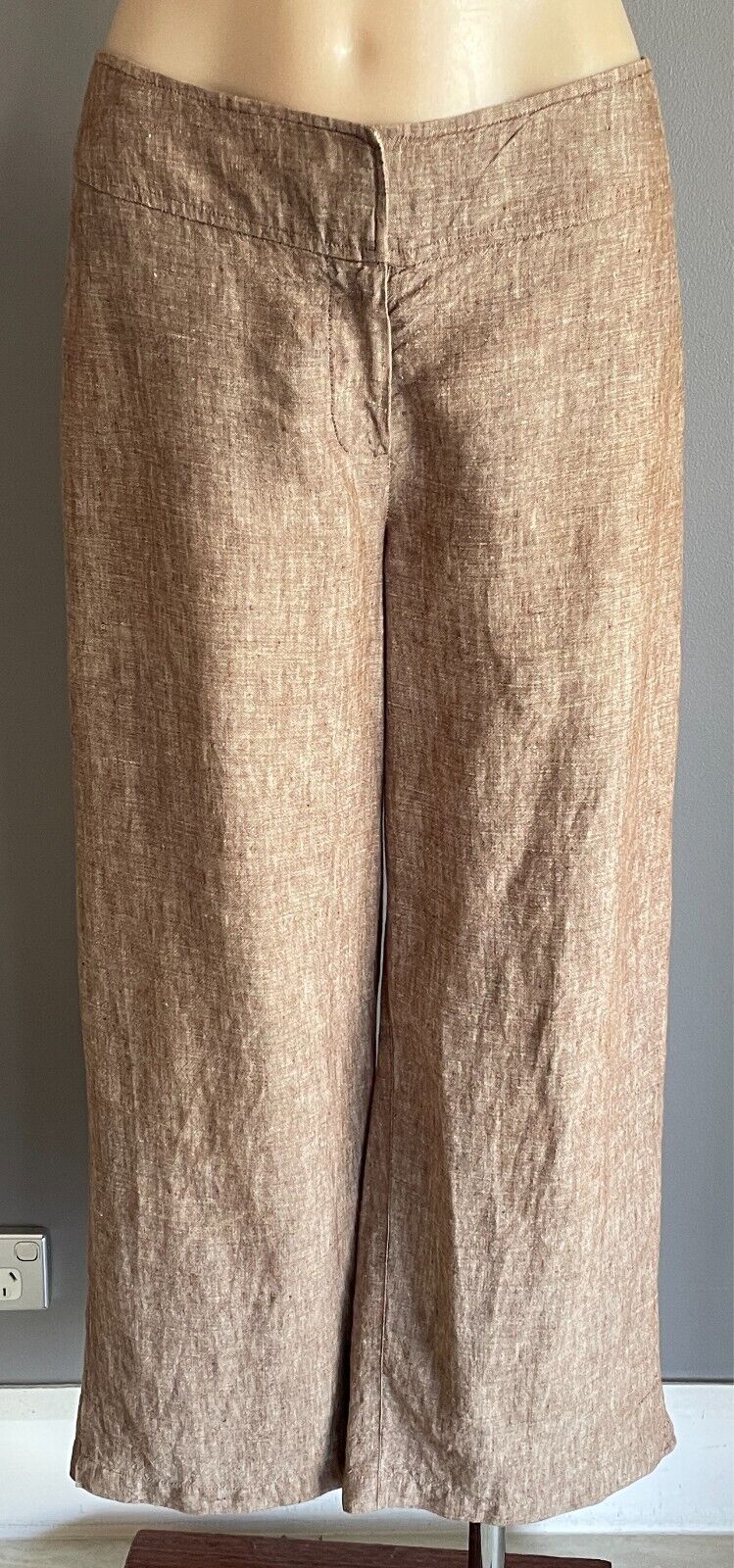 TARGET Brown Linen Cropped Length Pants Size 10 Classic and Chic