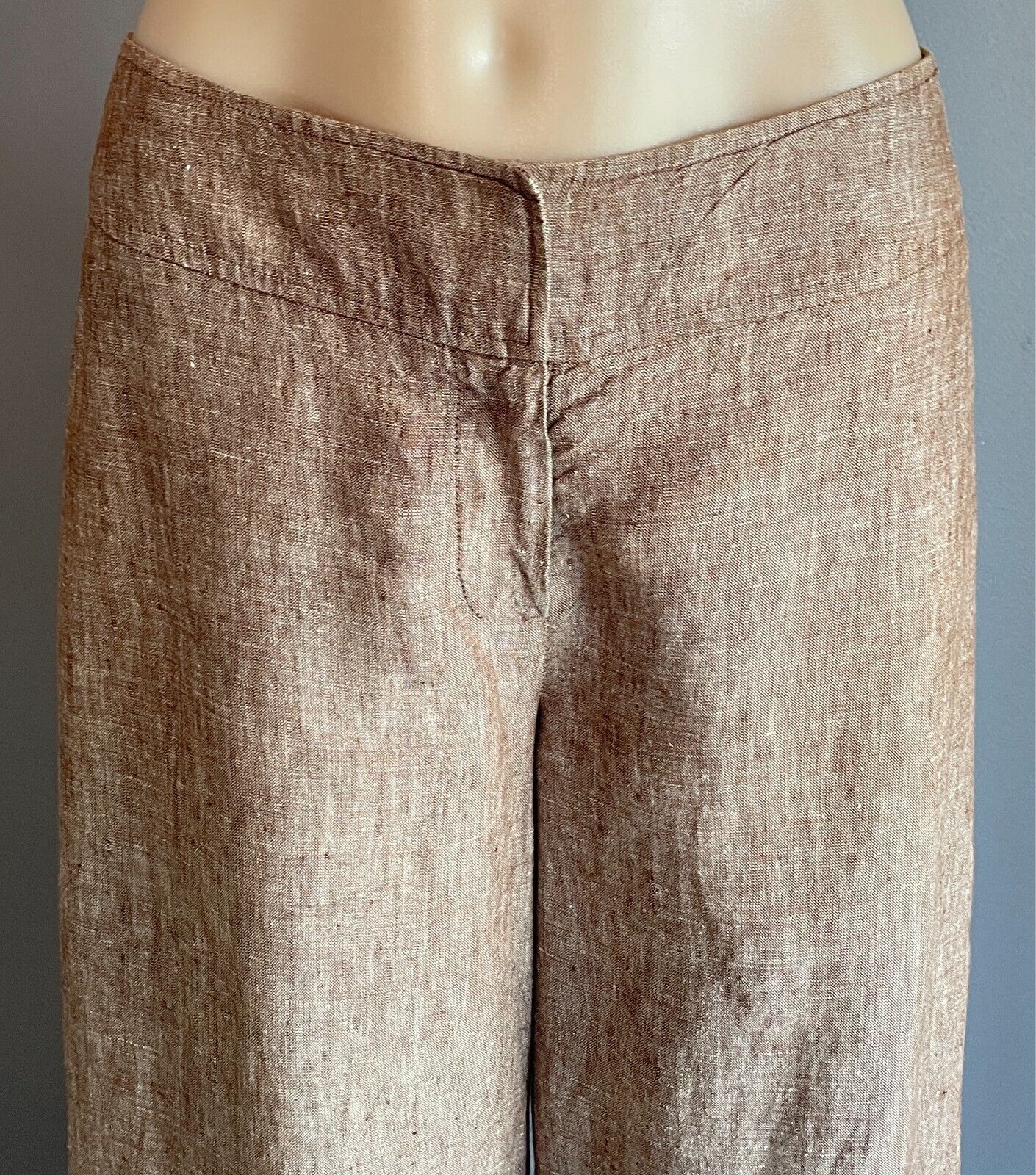 TARGET Brown Linen Cropped Length Pants Size 10 Classic and Chic