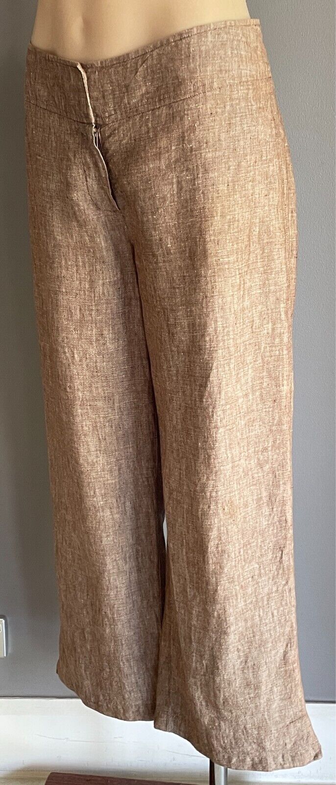 TARGET Brown Linen Cropped Length Pants Size 10 Classic and Chic