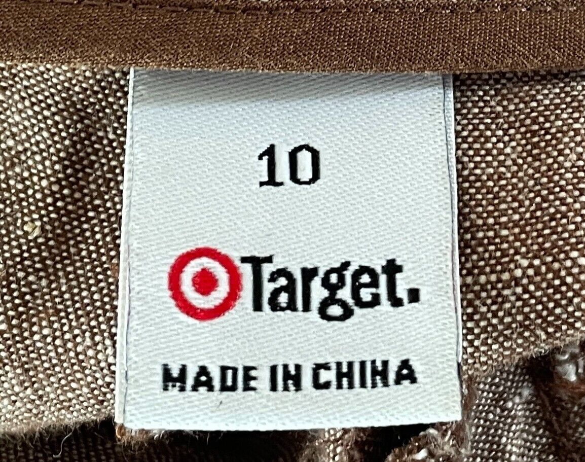 TARGET Brown Linen Cropped Length Pants Size 10 Classic and Chic