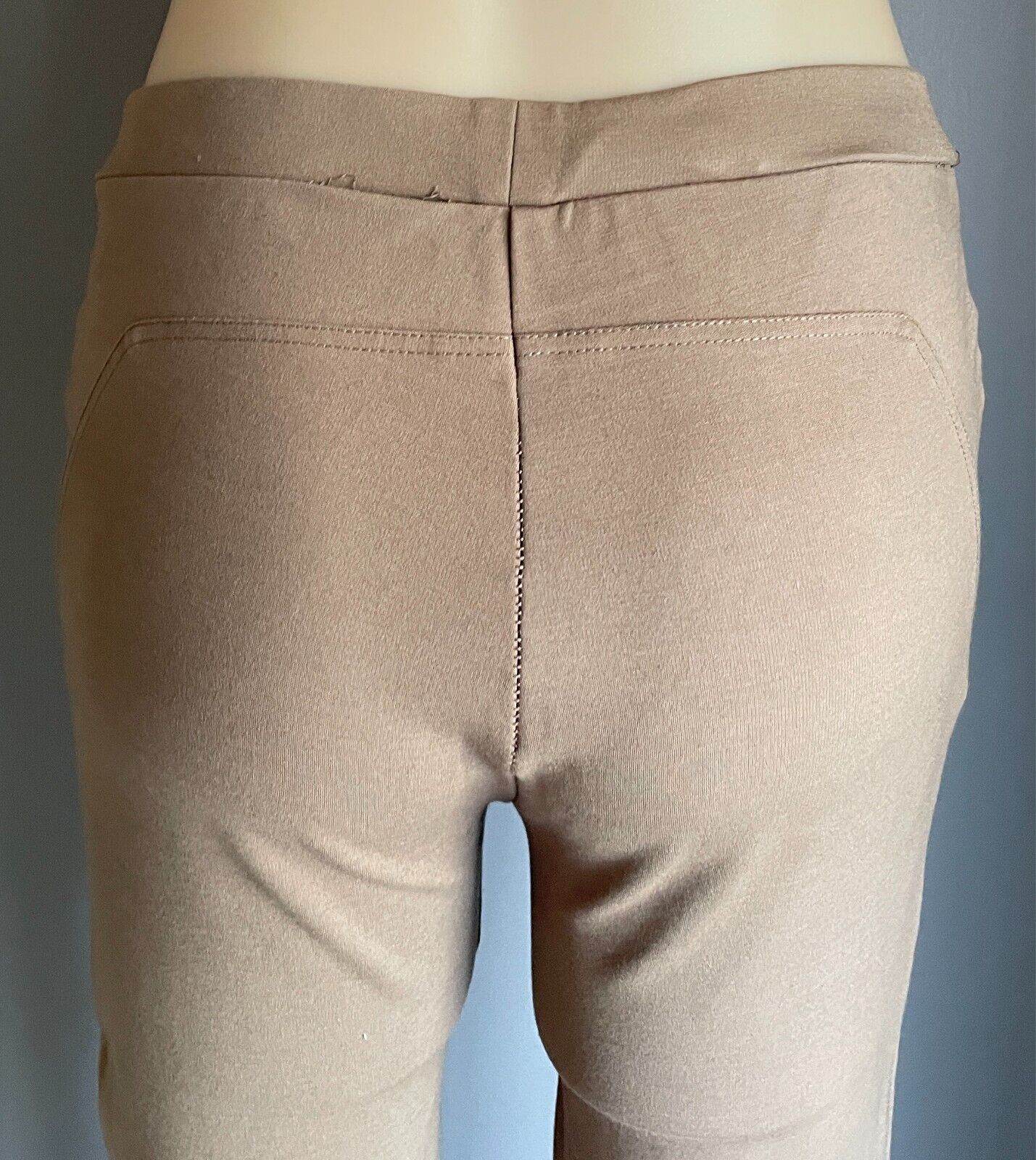 TEABERRY Pants Light Brown Pull On Off Thick Stretch Size 12 Zip Trim Slim Fit