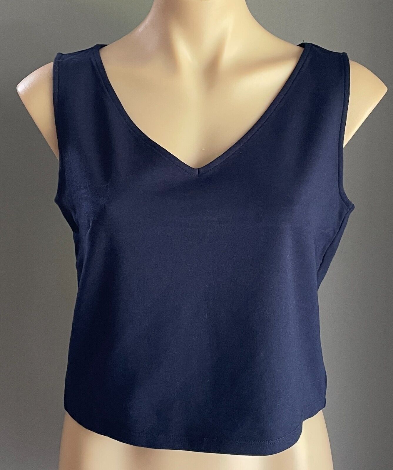 BARDOT Crop Top Navy Blue Sleeveless Stretch Camisole Singlet Tee Size 14 12