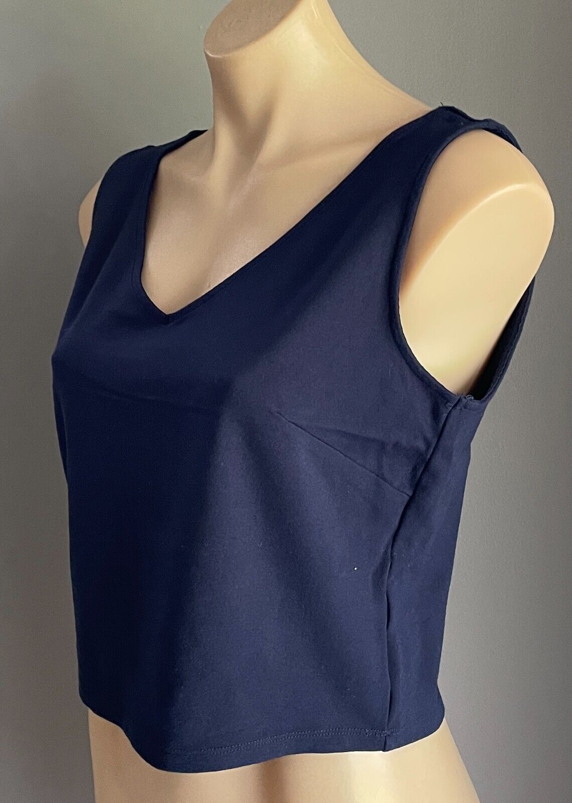BARDOT Crop Top Navy Blue Sleeveless Stretch Camisole Singlet Tee Size 14 12