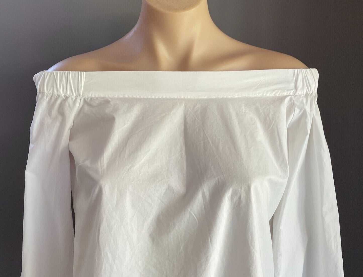 BARDOT Top White Off The Shoulder 3/4 Bell Sleeve with Tie Cotton Blouse Size 10