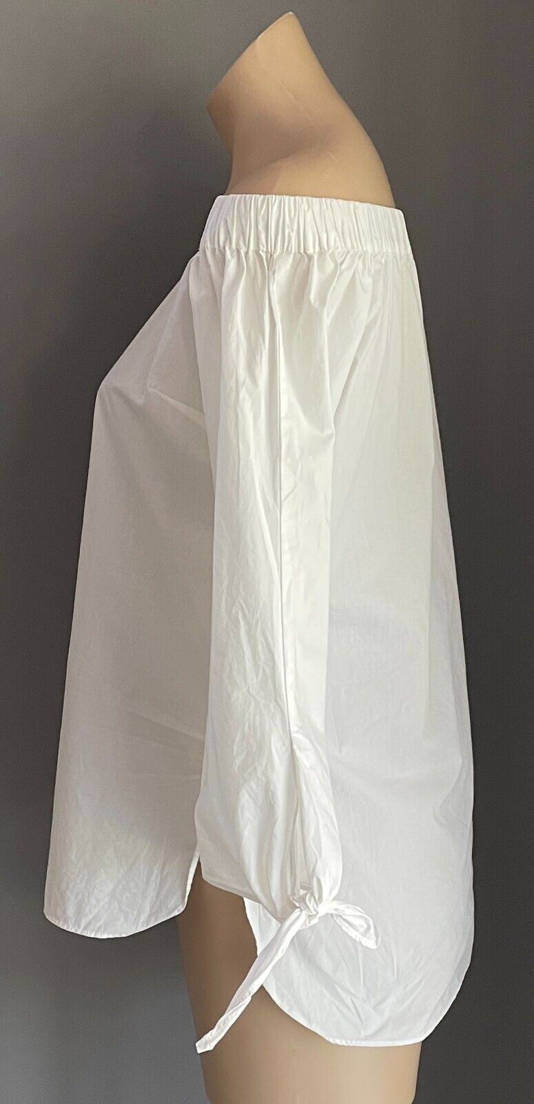 BARDOT Top White Off The Shoulder 3/4 Bell Sleeve with Tie Cotton Blouse Size 10