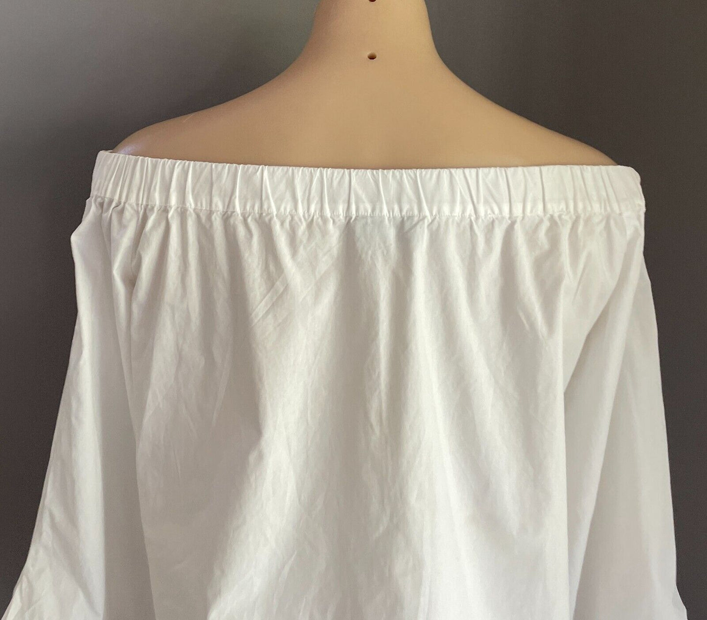BARDOT Top White Off The Shoulder 3/4 Bell Sleeve with Tie Cotton Blouse Size 10
