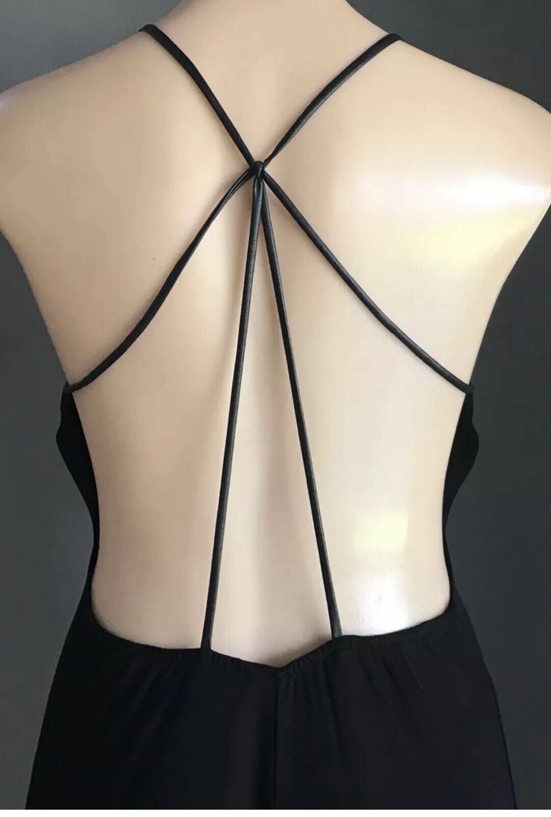 BARDOT Maxi Dress Black Open Back PU Straps Side Slit Gown Ladies Size 10