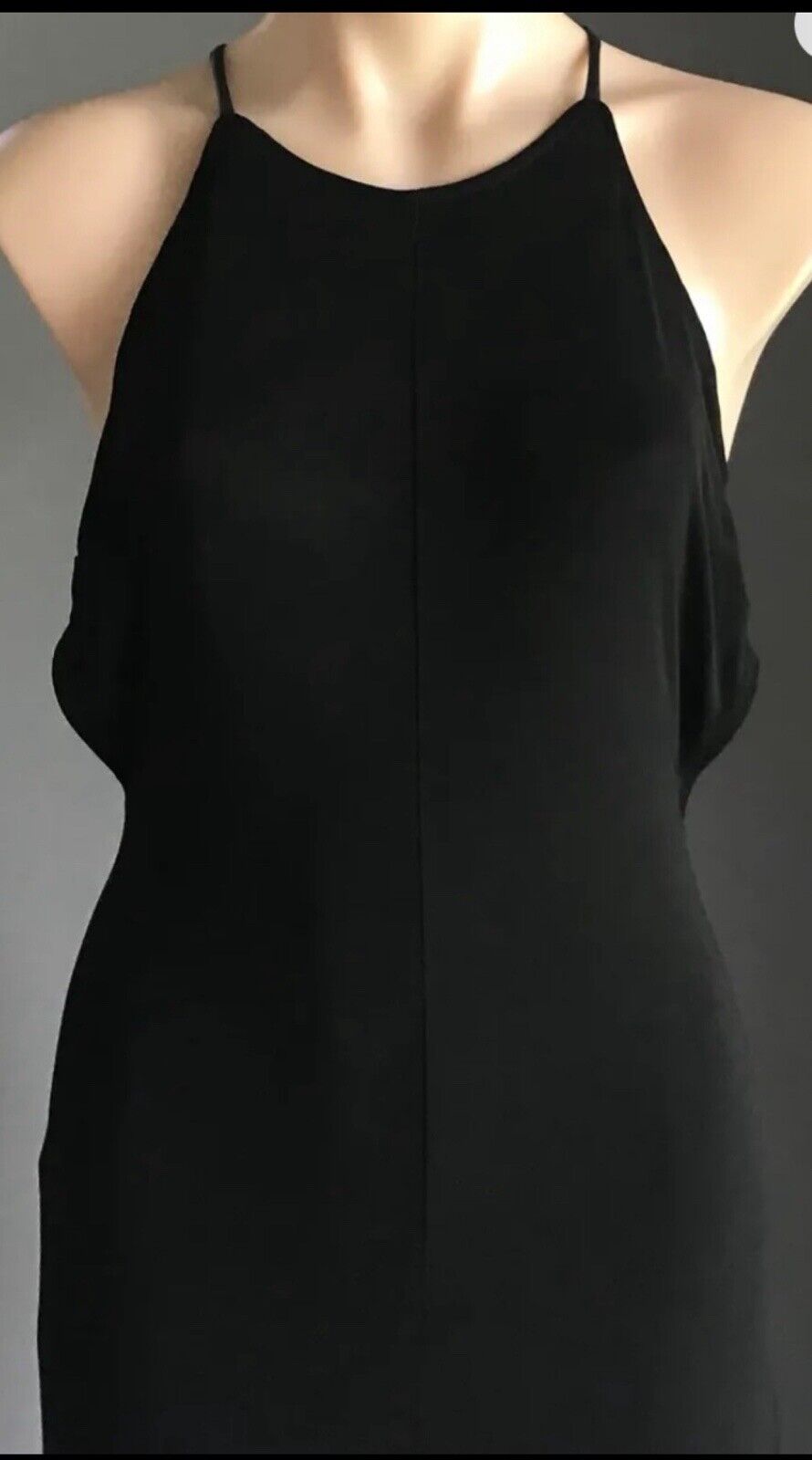 BARDOT Maxi Dress Black Open Back PU Straps Side Slit Gown Ladies Size 10