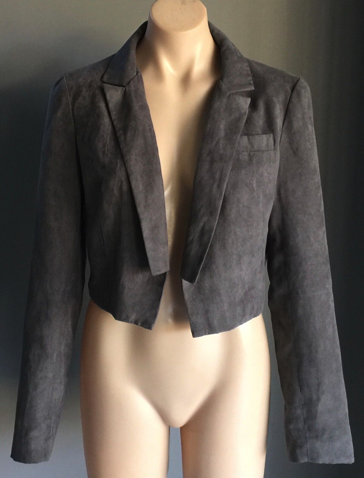 BARDOT Jacket Grey Suede Look & Feel Crop Blazer Ladies Size 12 Stylish