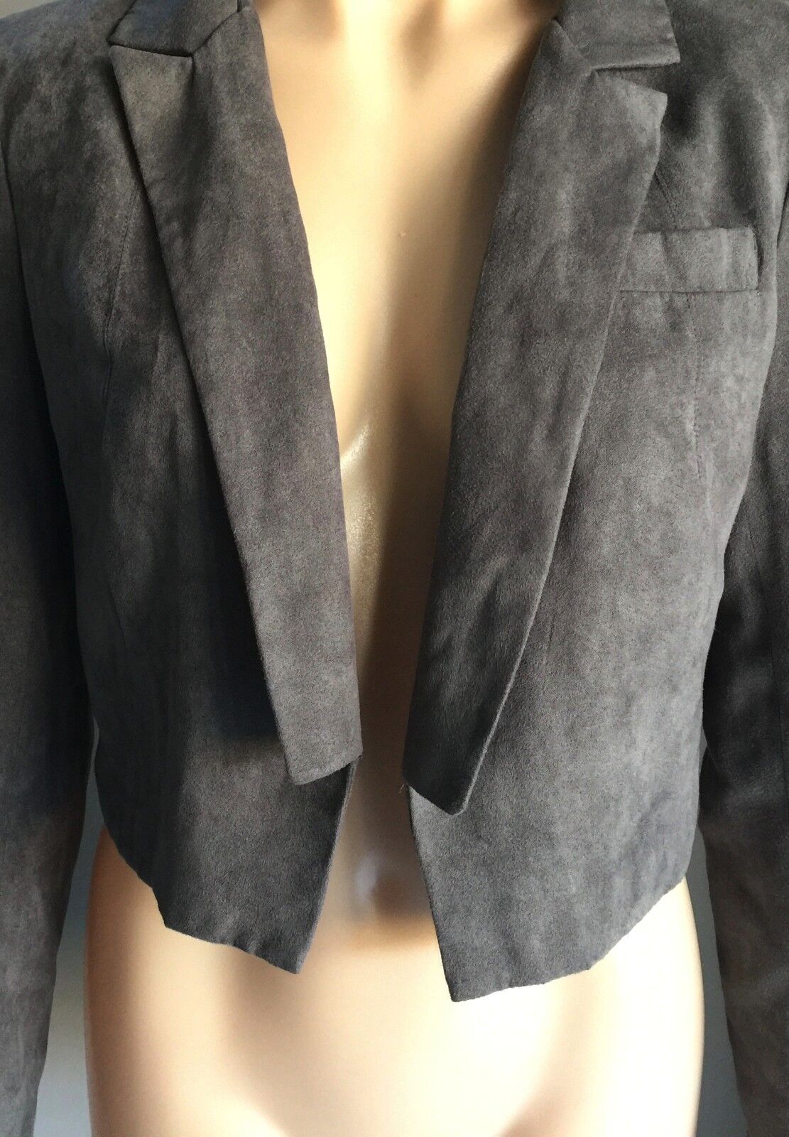 BARDOT Jacket Grey Suede Look & Feel Crop Blazer Ladies Size 12 Stylish