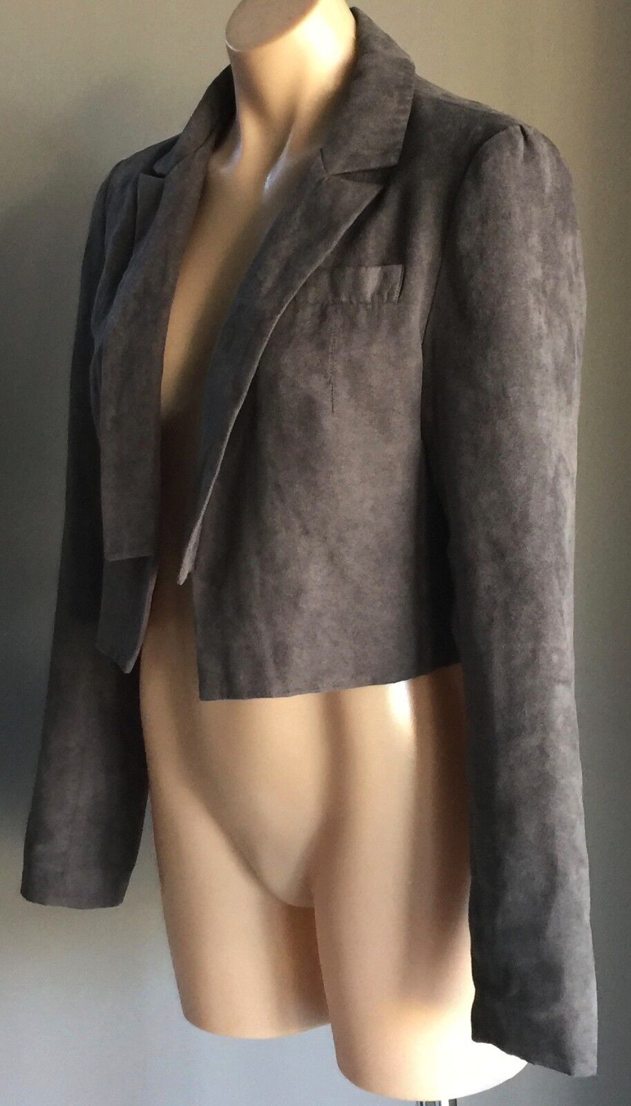 BARDOT Jacket Grey Suede Look & Feel Crop Blazer Ladies Size 12 Stylish