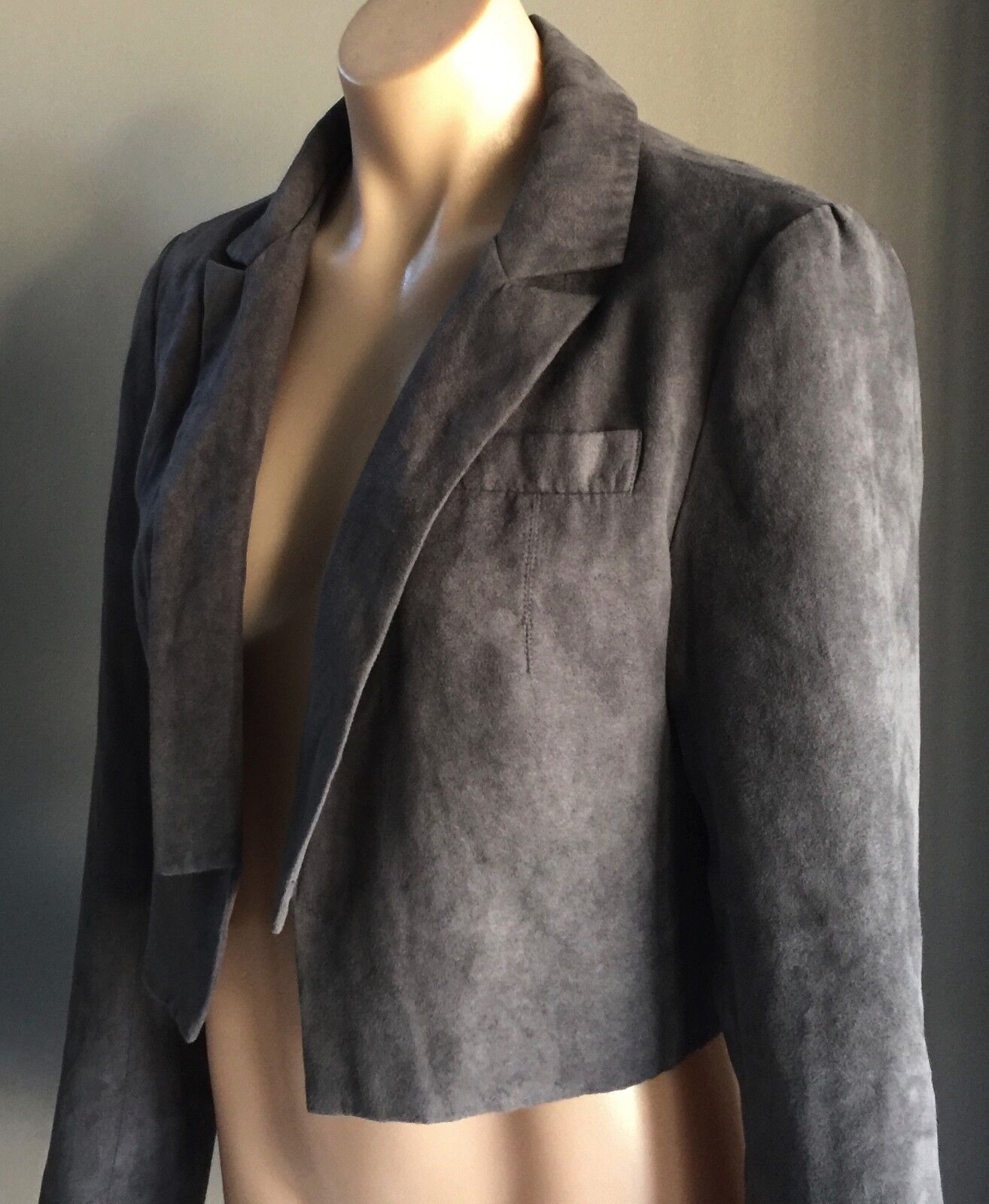 BARDOT Jacket Grey Suede Look & Feel Crop Blazer Ladies Size 12 Stylish