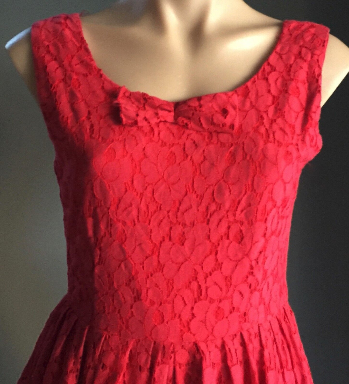 PAPER SCISSORS Dress Red Lace Sleeveless Skater Size 10 - Retro Vibe
