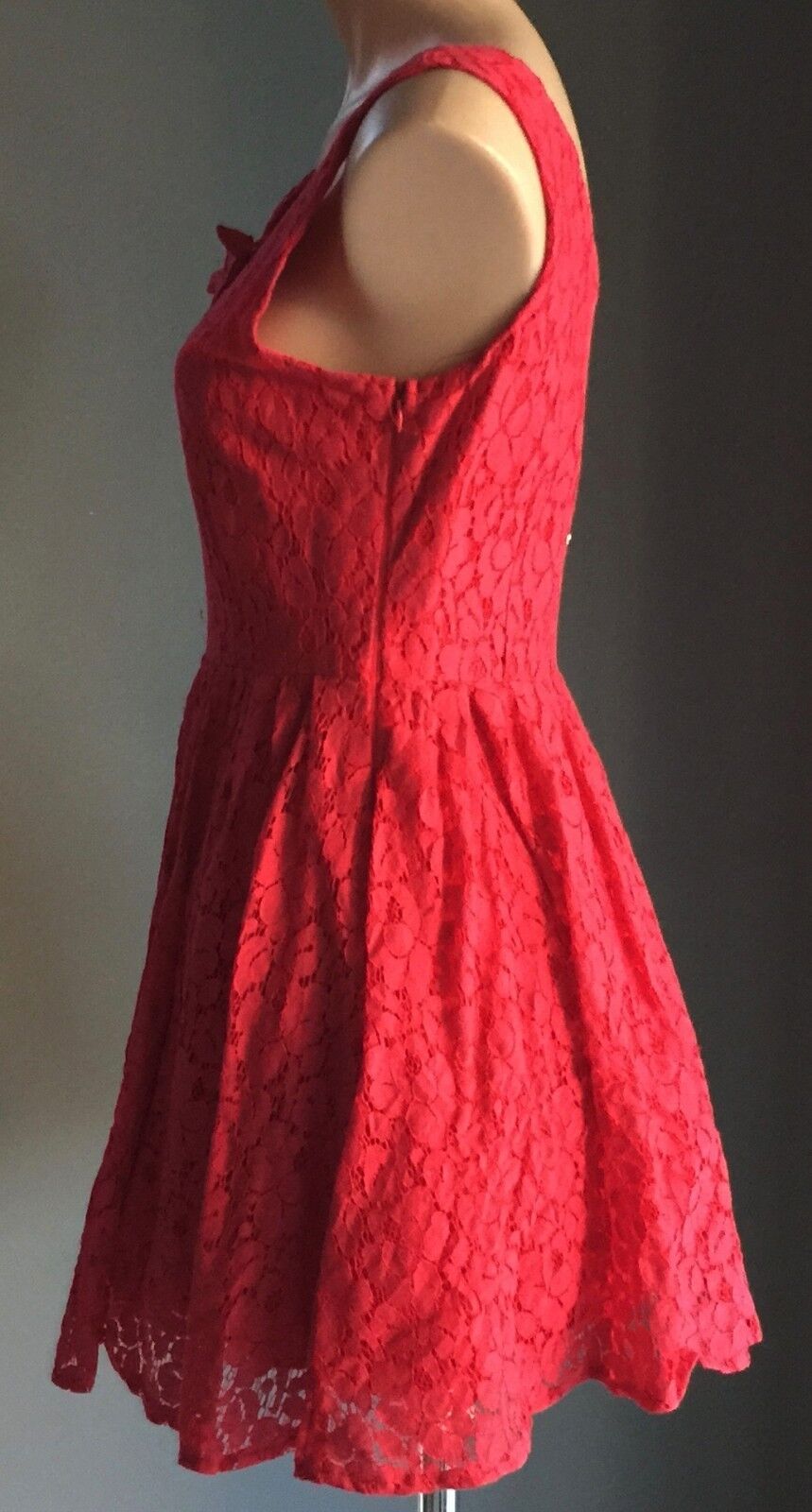 PAPER SCISSORS Dress Red Lace Sleeveless Skater Size 10 - Retro Vibe