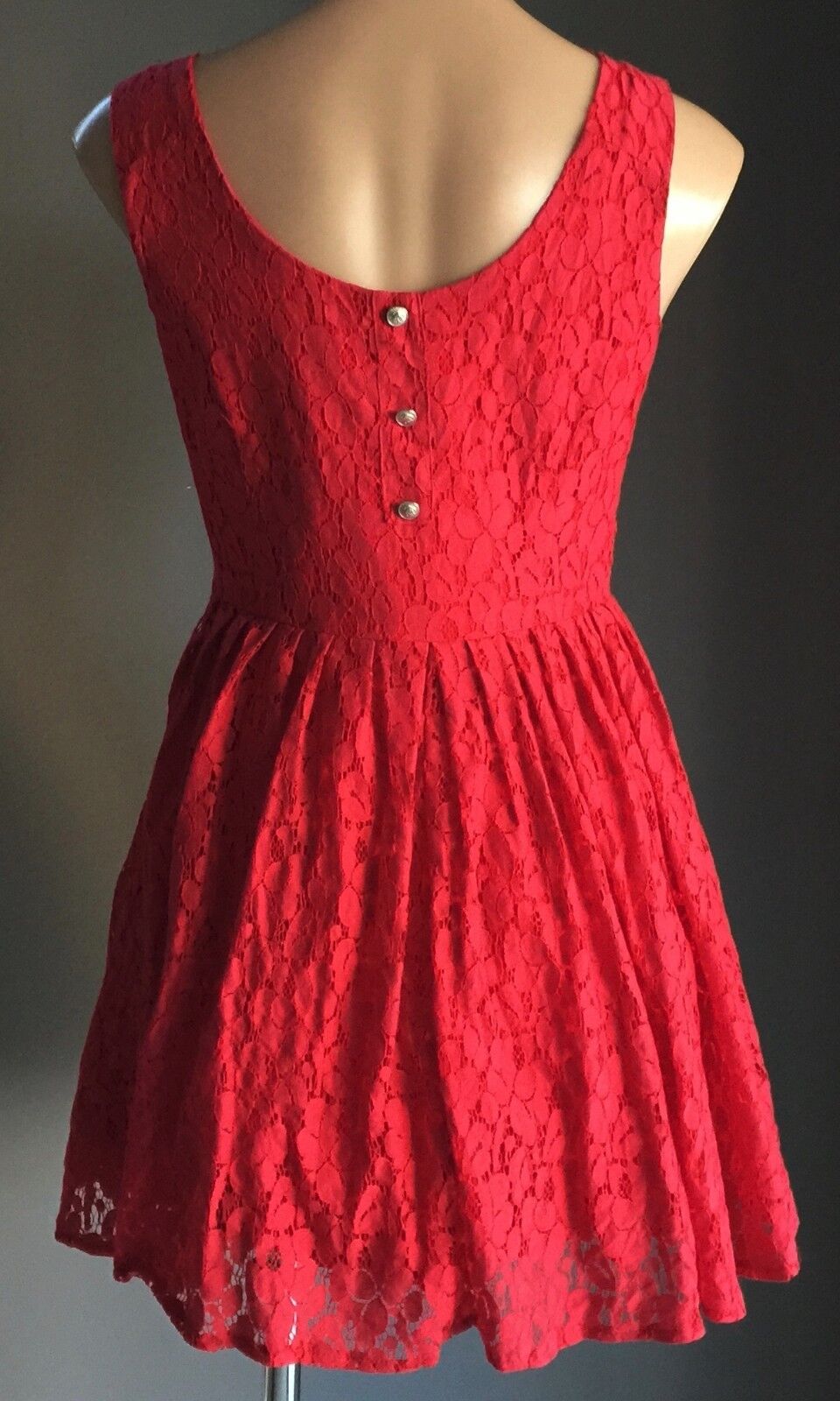 PAPER SCISSORS Dress Red Lace Sleeveless Skater Size 10 - Retro Vibe