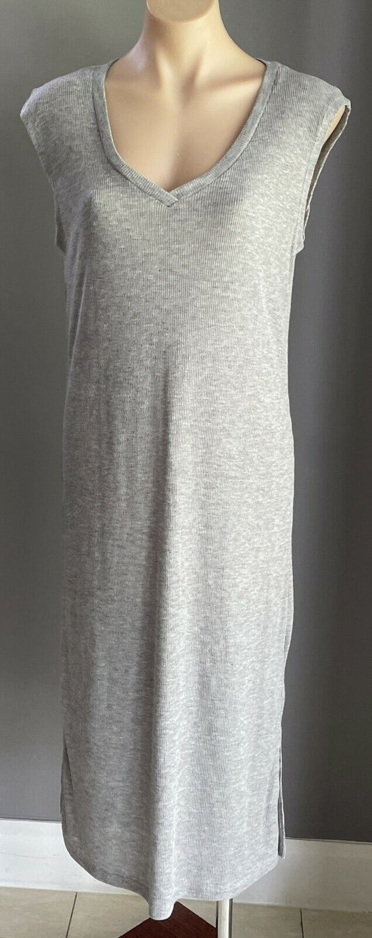 PAPER SCISSORS Maxi Dress Grey Ribbed Sleeveless Stretch Size M 12 NEW
