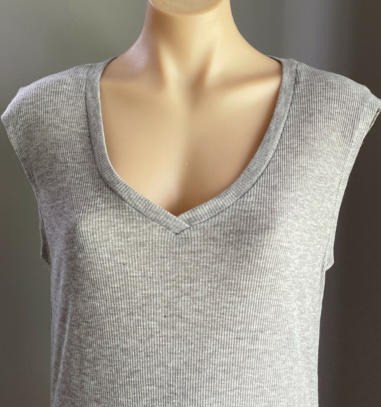 PAPER SCISSORS Maxi Dress Grey Ribbed Sleeveless Stretch Size M 12 NEW
