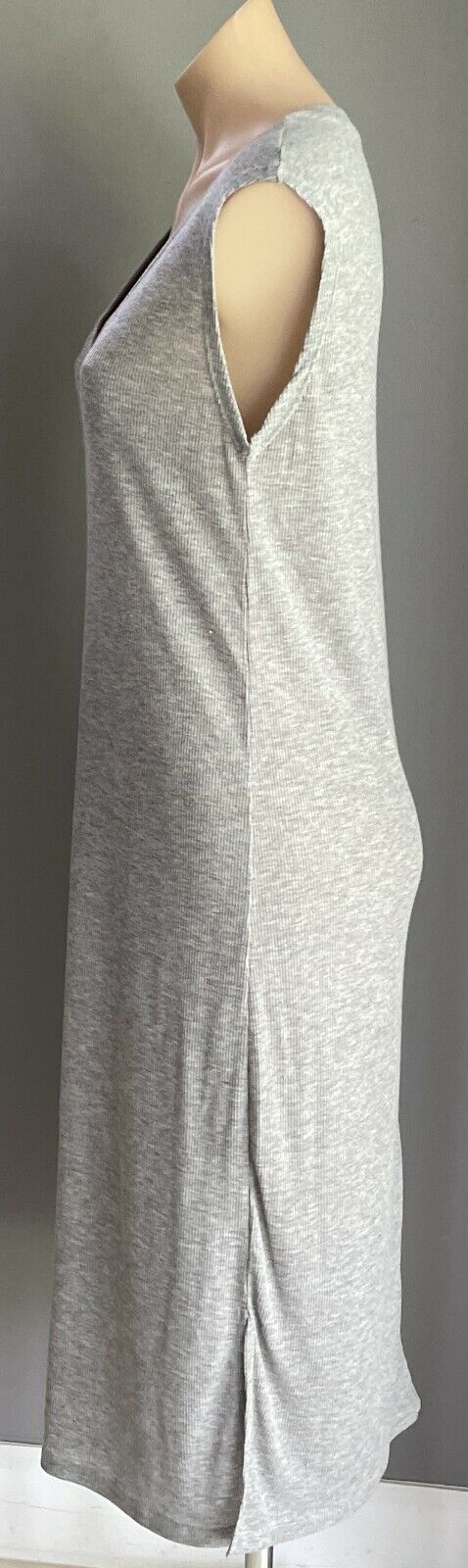 PAPER SCISSORS Maxi Dress Grey Ribbed Sleeveless Stretch Size M 12 NEW