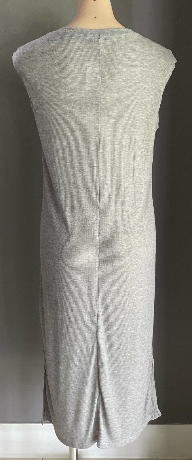 PAPER SCISSORS Maxi Dress Grey Ribbed Sleeveless Stretch Size M 12 NEW