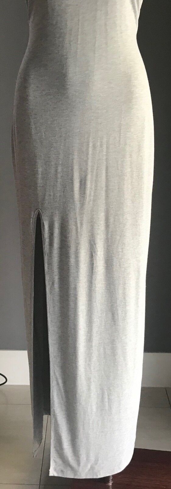 PAPER SCISSORS Maxi Dress Grey Marl Sleeveless Back Tie Size 14 Gorgeous NEW