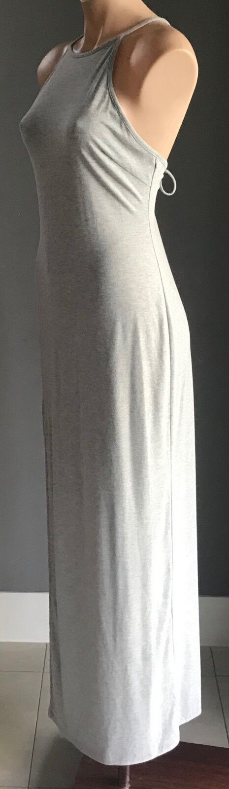 PAPER SCISSORS Maxi Dress Grey Marl Sleeveless Back Tie Size 14 Gorgeous NEW