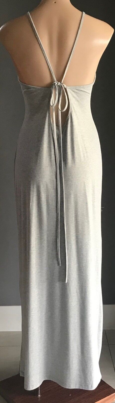 PAPER SCISSORS Maxi Dress Grey Marl Sleeveless Back Tie Size 14 Gorgeous NEW