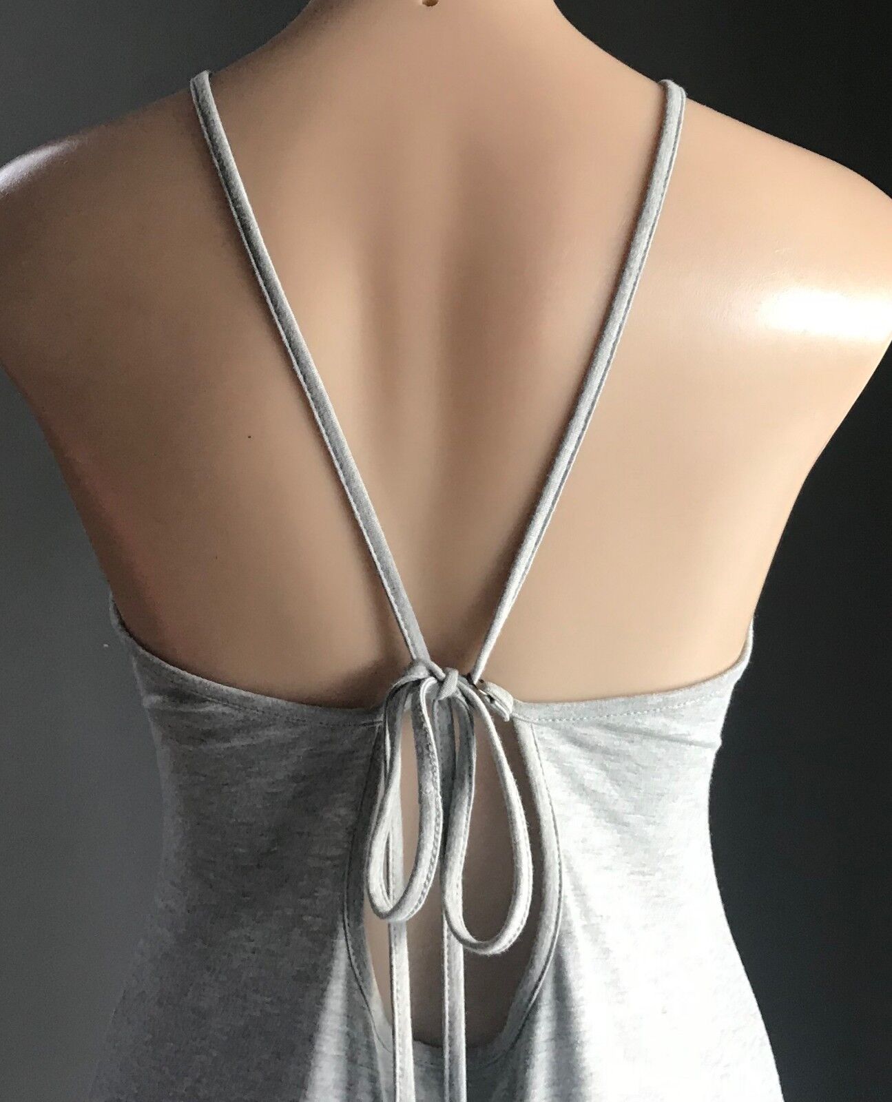 PAPER SCISSORS Maxi Dress Grey Marl Sleeveless Back Tie Size 14 Gorgeous NEW