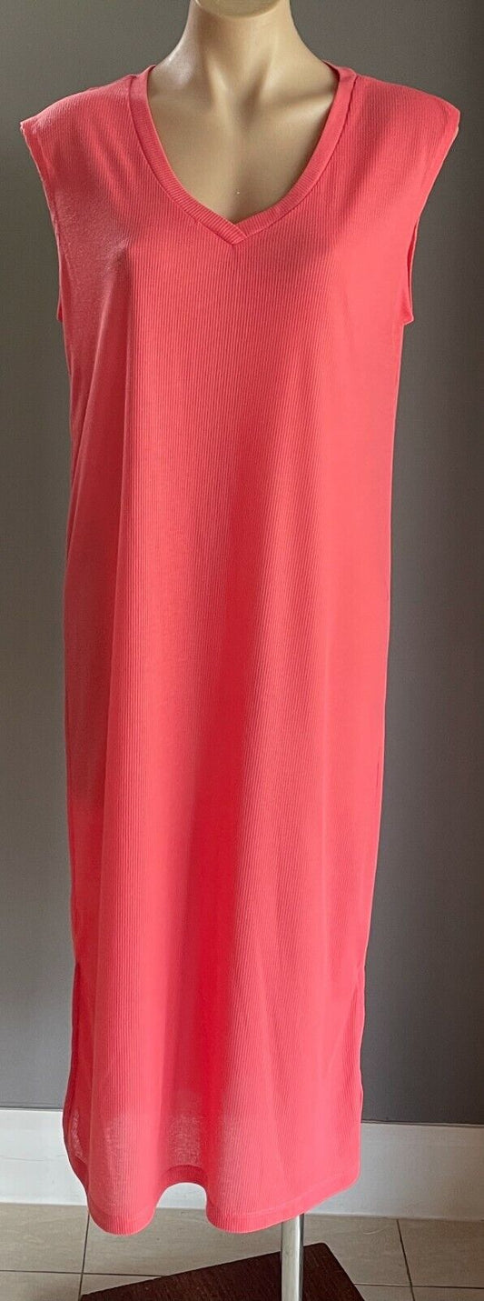 PAPER SCISSORS Maxi Dress Coral Red Ribbed Sleeveless A-Line Style Sz XL 14 NEW