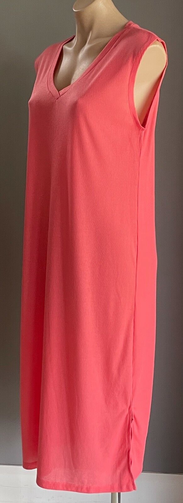 PAPER SCISSORS Maxi Dress Coral Red Ribbed Sleeveless A-Line Style Sz XL 14 NEW
