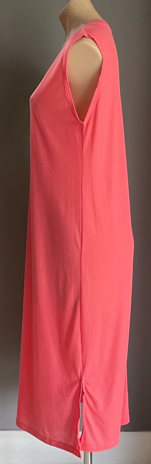 PAPER SCISSORS Maxi Dress Coral Red Ribbed Sleeveless A-Line Style Sz XL 14 NEW