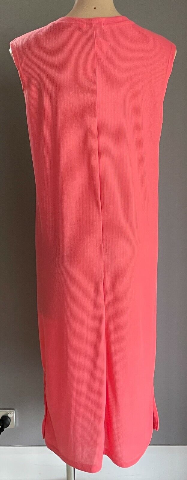 PAPER SCISSORS Maxi Dress Coral Red Ribbed Sleeveless A-Line Style Sz XL 14 NEW