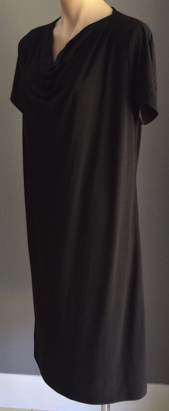 CORDELIA NIGHTS Dress Black Stretch Short Sleeve Cowl Neck Frock Size 10
