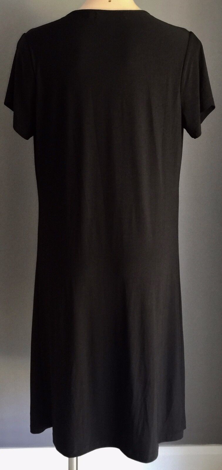 CORDELIA NIGHTS Dress Black Stretch Short Sleeve Cowl Neck Frock Size 10