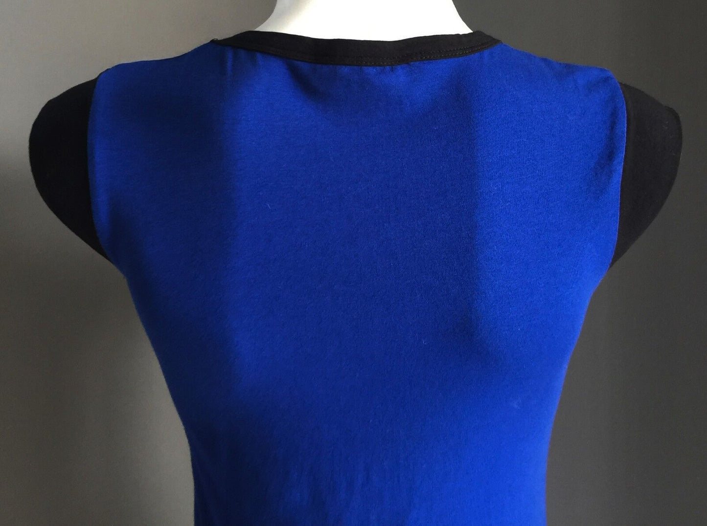 FRENCH CONNECTION Top Blue & Black Trim Cap Sleeve Stretch Size S 8