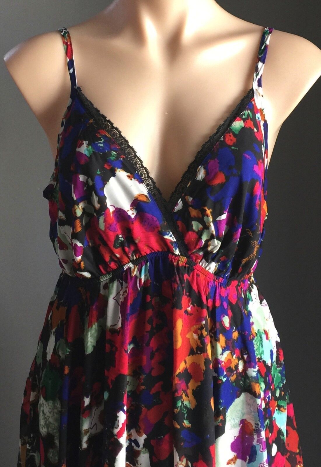 CROSSROADS Dress Multi Colour Print Sleeveless Asymmetric Hem Size 12 Gorgeous