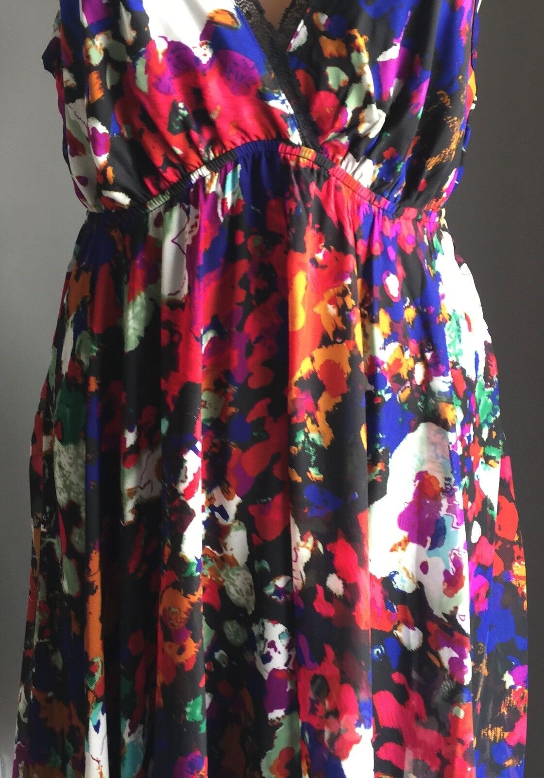 CROSSROADS Dress Multi Colour Print Sleeveless Asymmetric Hem Size 12 Gorgeous