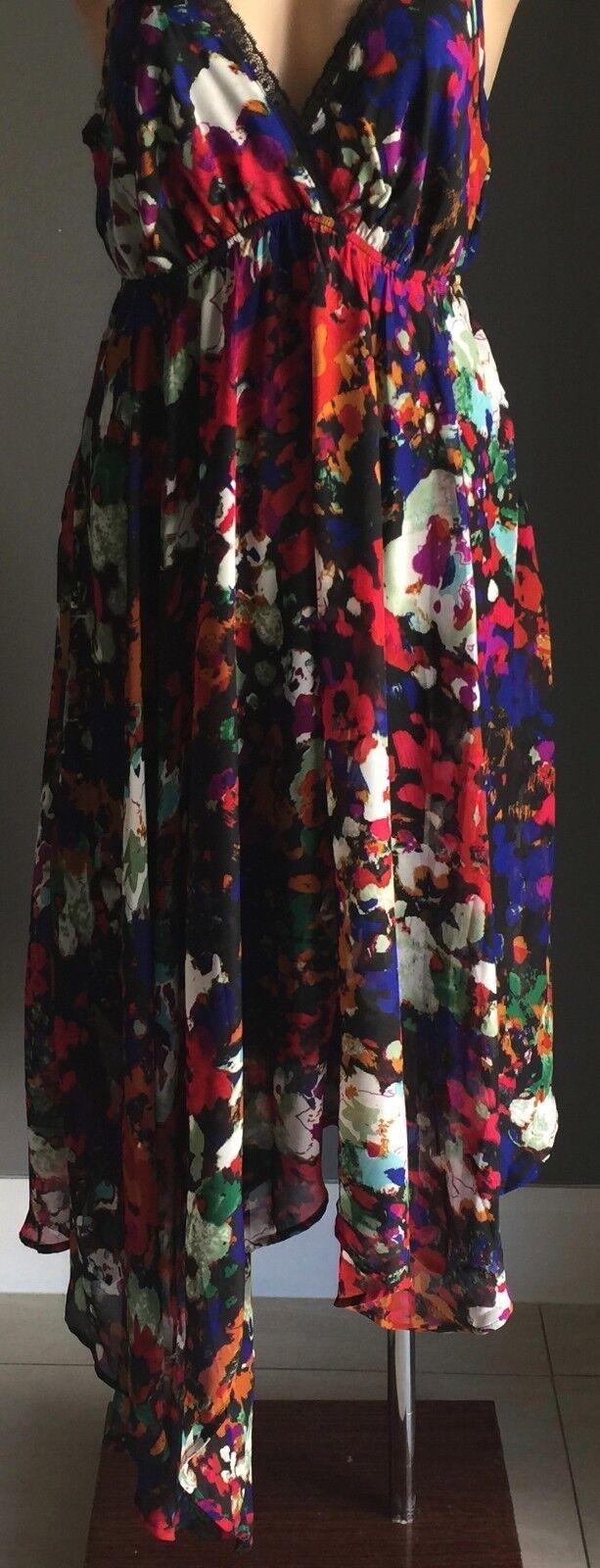 CROSSROADS Dress Multi Colour Print Sleeveless Asymmetric Hem Size 12 Gorgeous