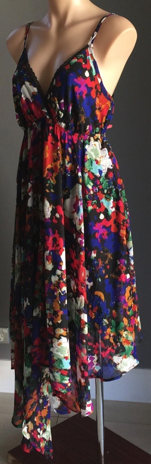 CROSSROADS Dress Multi Colour Print Sleeveless Asymmetric Hem Size 12 Gorgeous