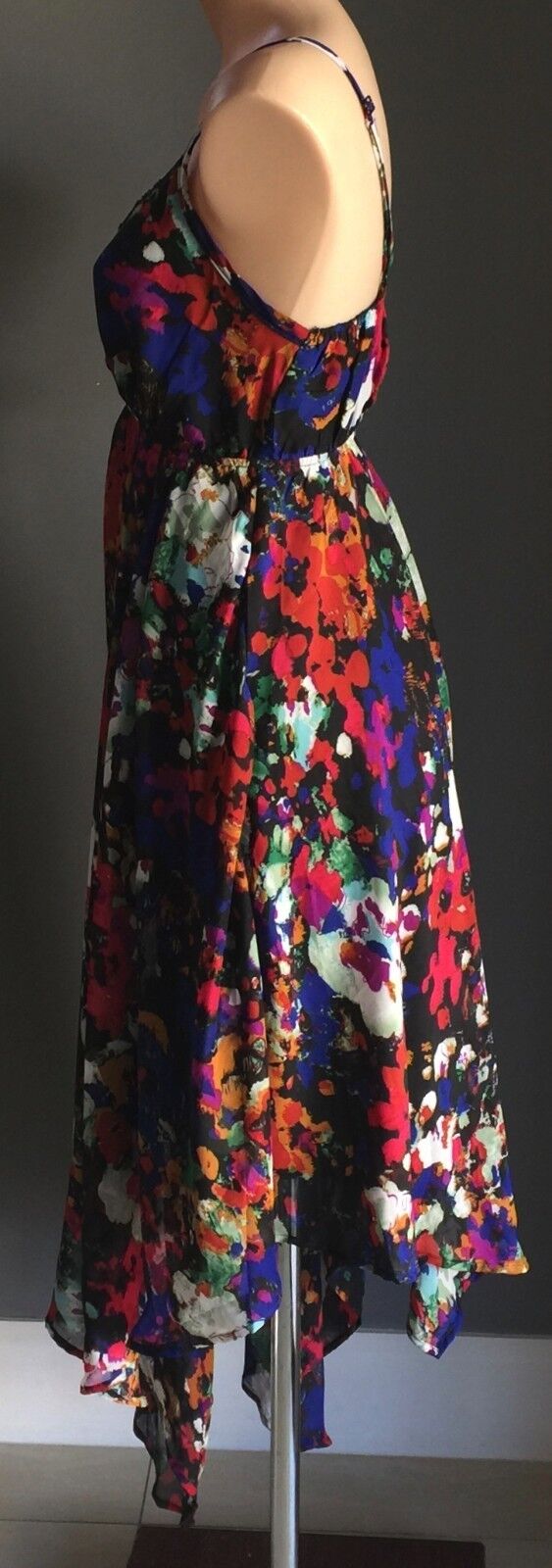CROSSROADS Dress Multi Colour Print Sleeveless Asymmetric Hem Size 12 Gorgeous