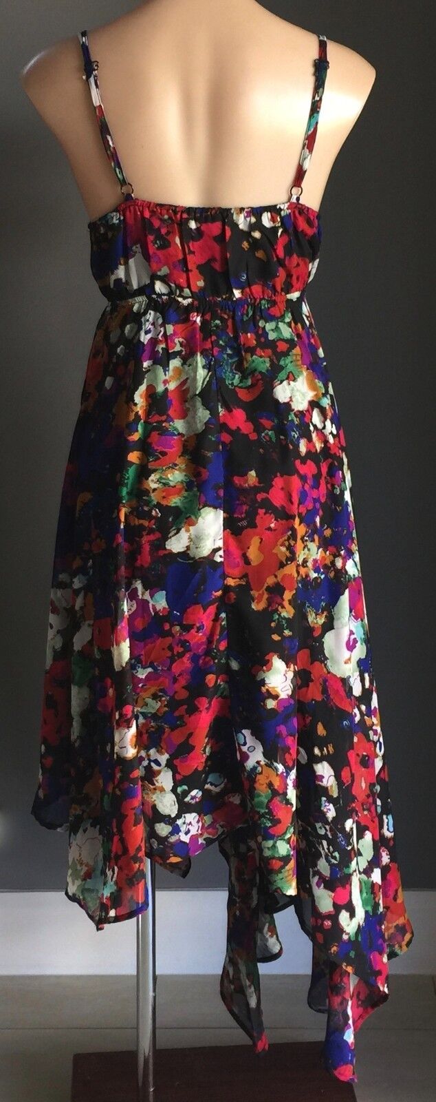 CROSSROADS Dress Multi Colour Print Sleeveless Asymmetric Hem Size 12 Gorgeous